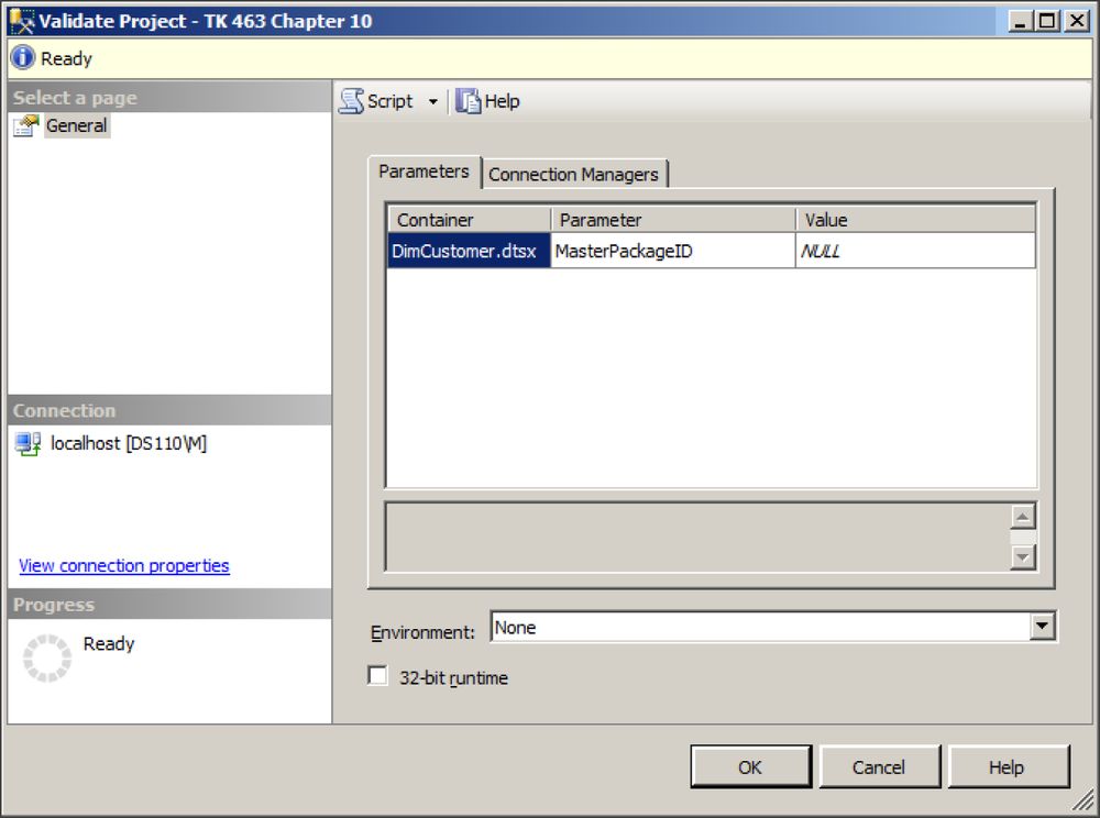 The Validate Project dialog box.