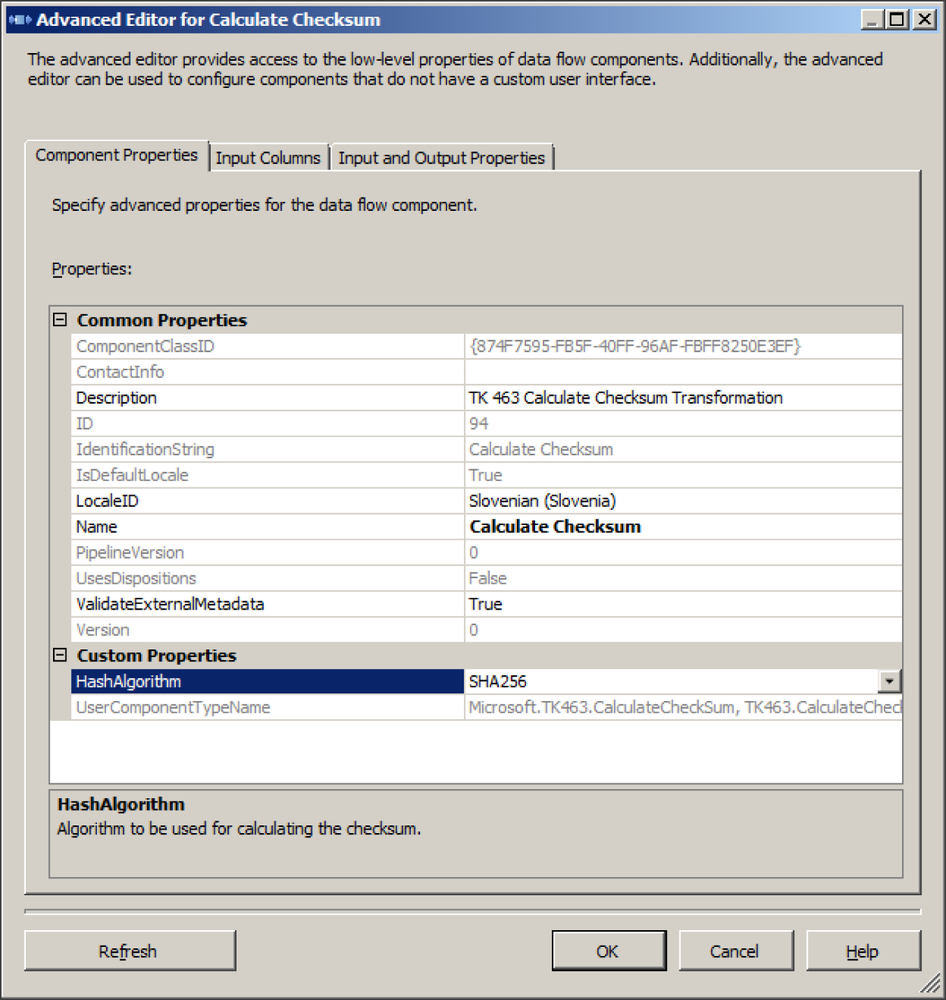 The Advanced Editor For Calculate Checksum dialog box.