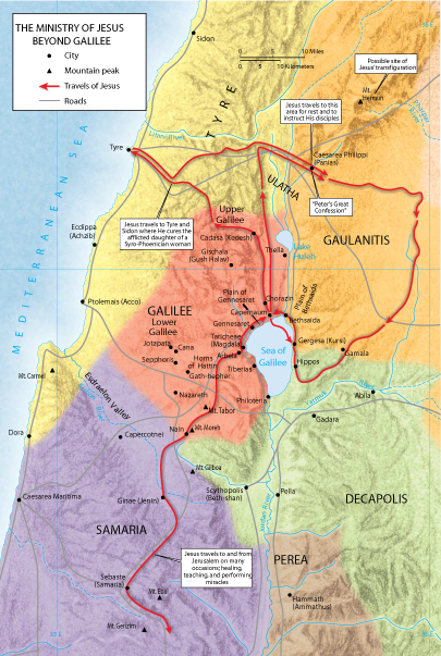 Map of Jesus Ministry Beyond Galilee