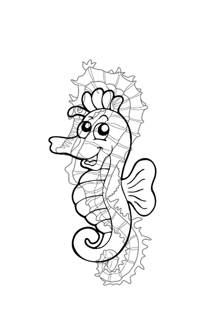 cartoon sea horse