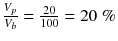 $$ \frac{V_p}{V_b}=\frac{20}{100}=20\;\% $$