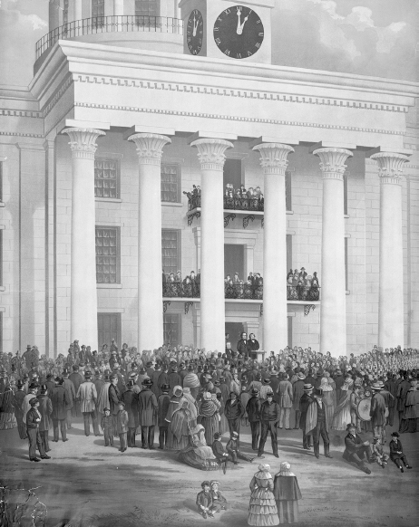 4. Jefferson Davis’s inauguration as provisional president of the Confederate States of America. (LIBRARY OF CONGRESS)