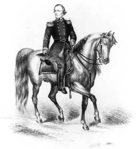 5. Jefferson Davis, imagined here as a dashing, young cavalier arriving at the Battle of Bull Run. (LIBRARY OF CONGRESS)