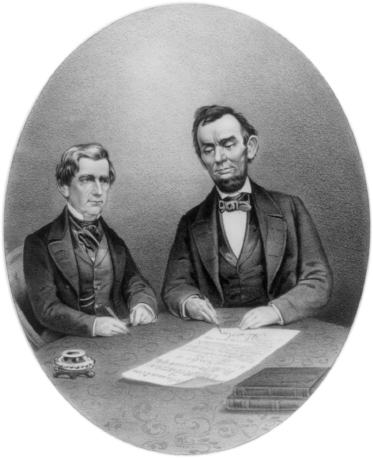 7. William Seward and Abraham Lincoln, Currier and Ives. (ALFRED WHITAL STERN COLLECTION, LIBRARY OF CONGRESS)