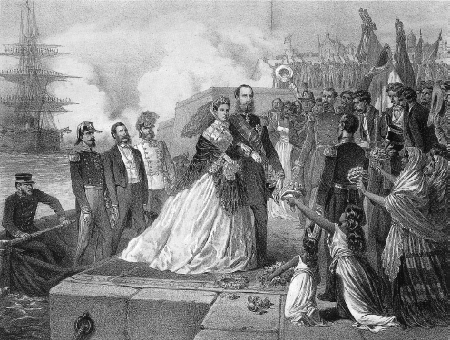 17. The Arrival of Maximiliano and Carlota in Veracruz, 1864, as imagined by Vienna artist V. H. Gerhart. (COURTESY ERIKA PANI)