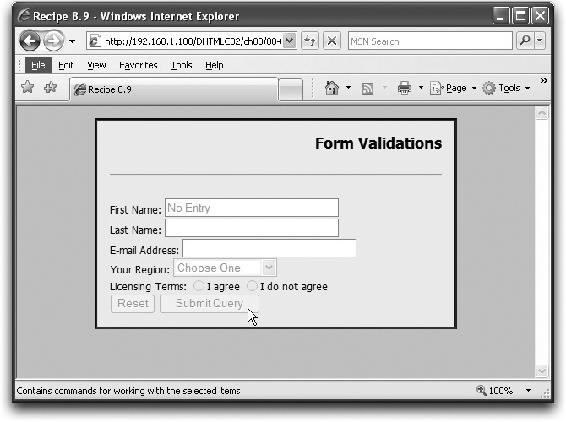 A form with disabled controls