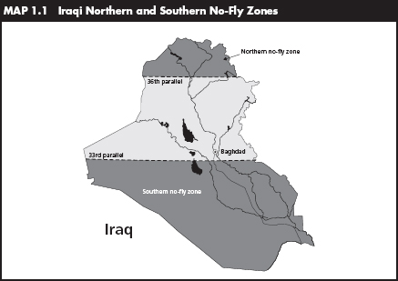 Map 1.1 Iraqi Northern and Southern No-Fly Zones