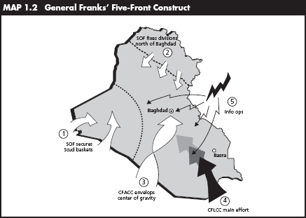 Map 1.2 General Franks’ Five-Front Construct