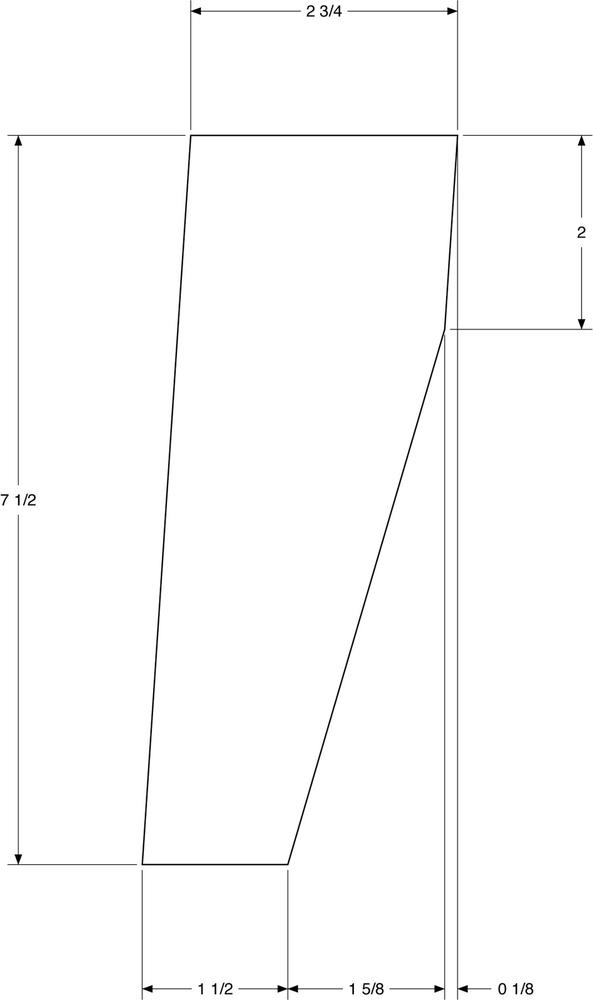 Plans for the wing. Cut two from 3/32” balsa with the grain parallel to the trailing edge.