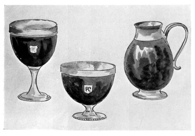 FIGS. 23, 24.—COCOANUT CUPS (SILVER-MOUNTED). FIG. 25.—COCOANUT FLAGON.