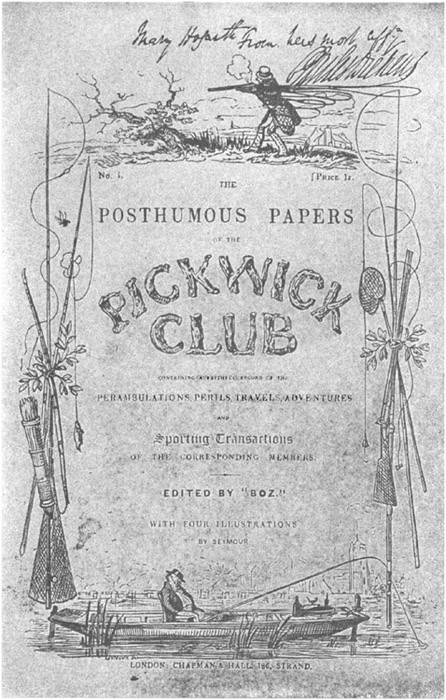 Original Pickwick Cover Issued in 1837 with Dickens' Autograph