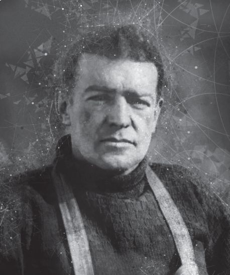 Photograph depicts Ernest Shackleton.