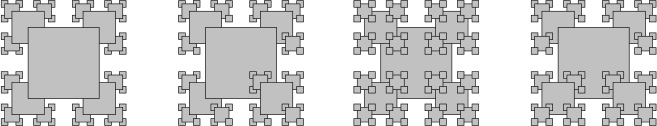 Figure shows four sets of shaded recursive squares.