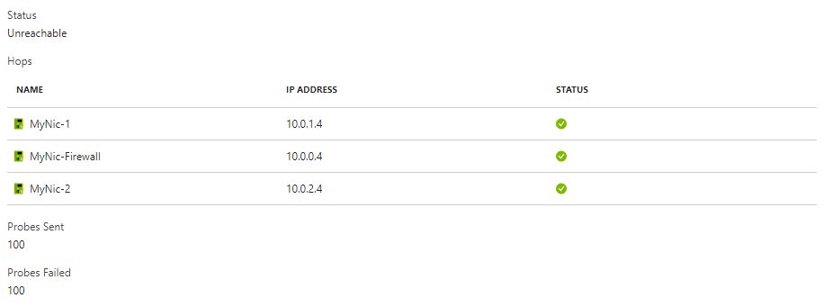 Check connectivity results for a virtual machine