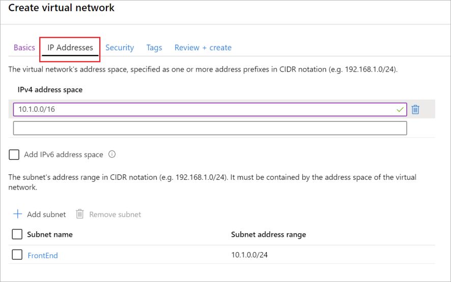 IP addresses tab