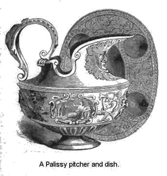 A Palissy pitcher and Dish