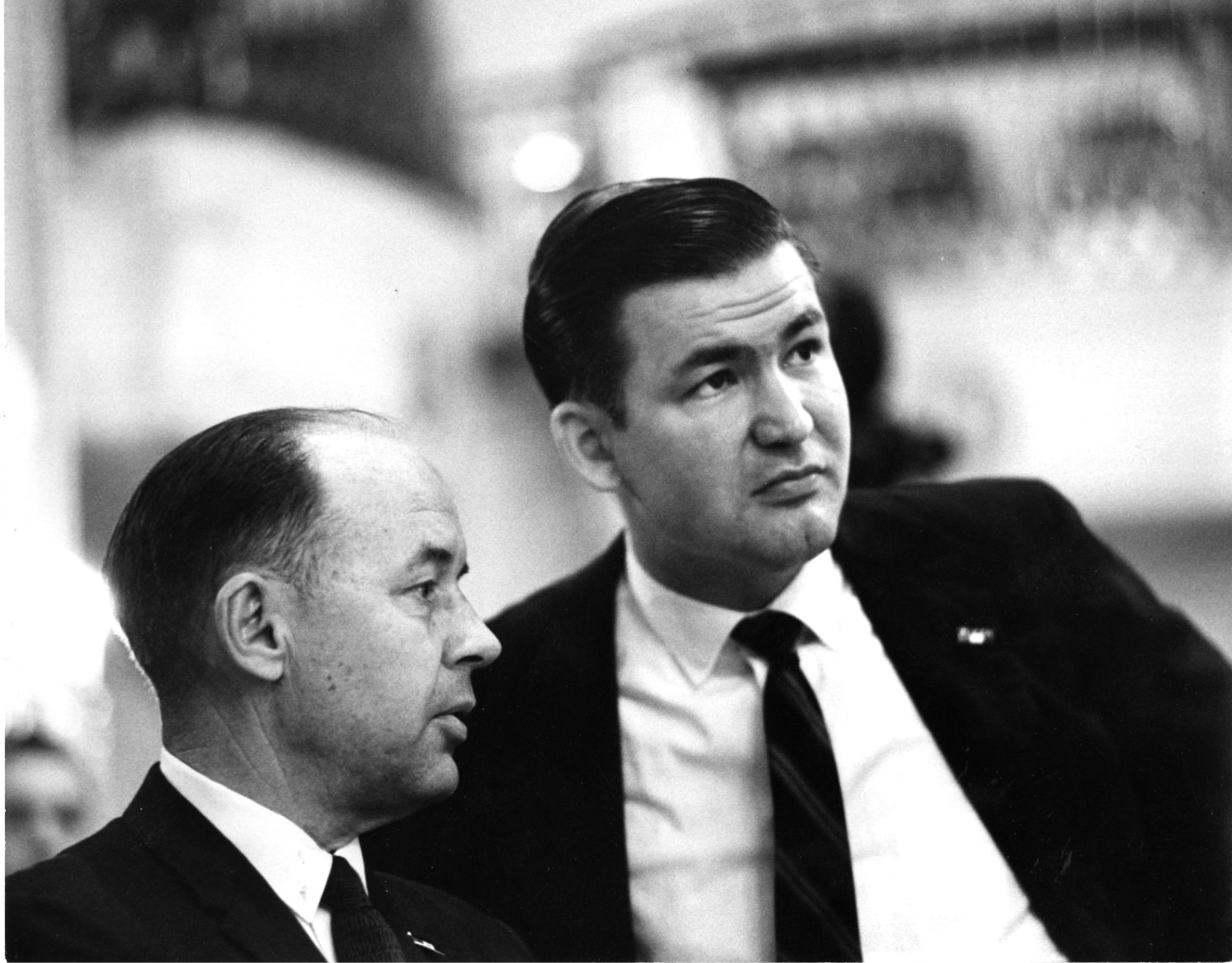 With Bryce Harlow, assistant to the President for Congressional Affairs in the Eisenhower and Nixon White Houses.  (Charles Bonnay, Time, Inc.)