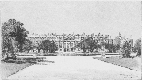 Image unavailable: GARDEN FRONT, HAMPTON COURT. DRAWN BY JOSEPH PENNELL, ENGRAVED BY J. F. JUNGLING.