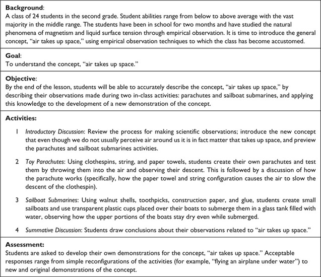 Figure 8.1 An example of a K-12 teacher’s lesson plan.