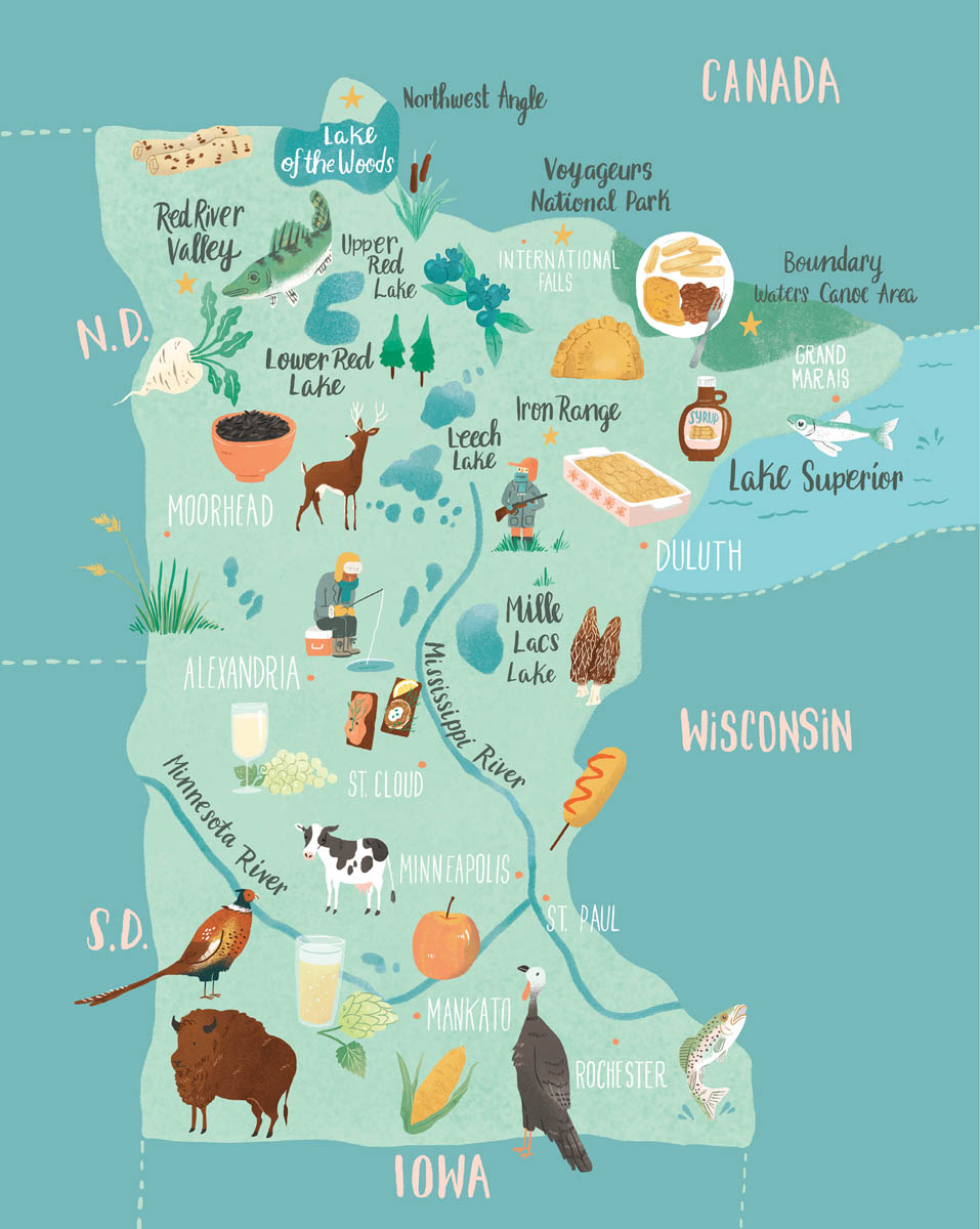 Illustrated map of Minnesota