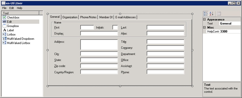 The details Template Editor