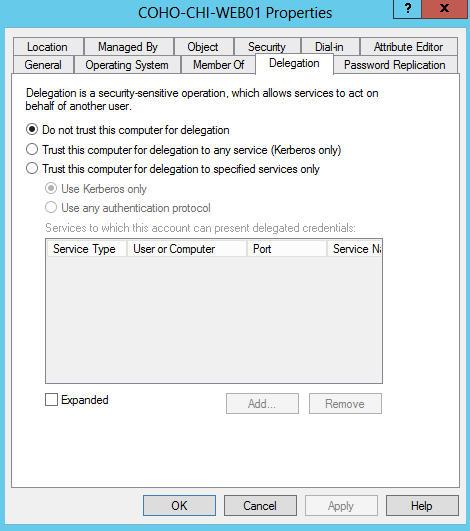 Service delegation configuration