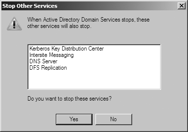 Stopping dependent services