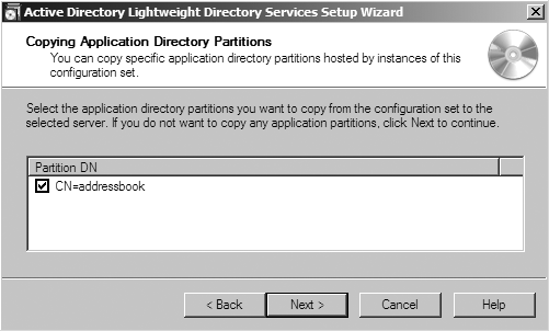 Application partitions to add to the replica