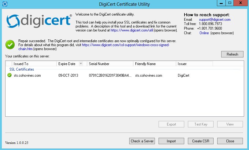 DigiCert certificate