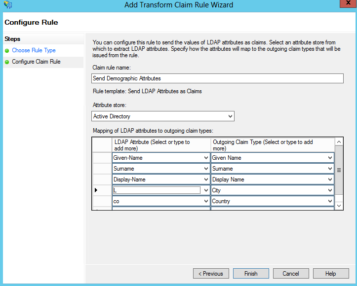 Send LDAP attributes as claims