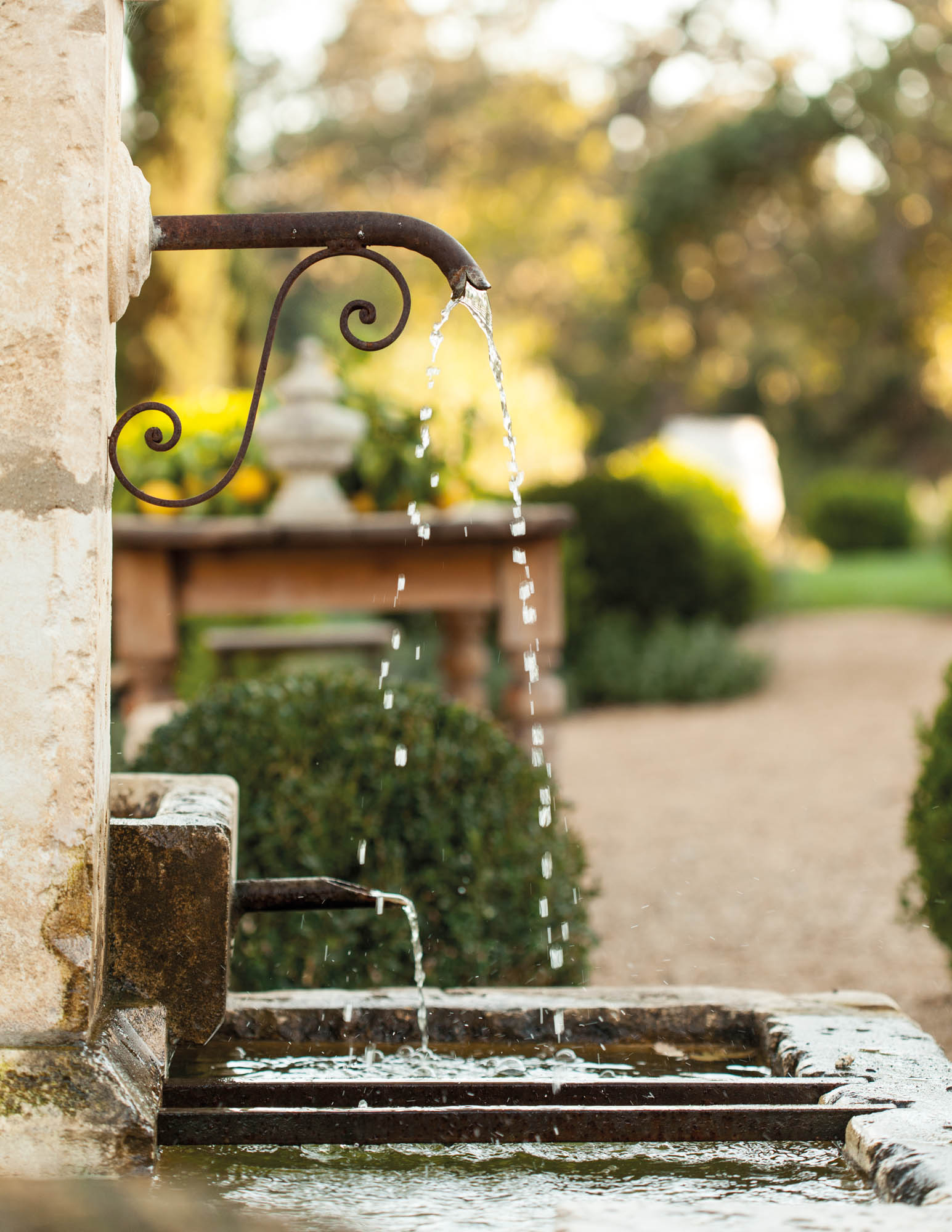 Photo of a fountain outside the home.