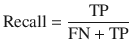 $${\text{Recall}} = \frac{\text{TP}}{{{\text{FN}} + {\text{TP}}}}$$