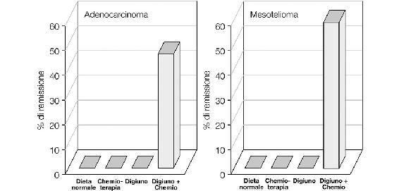 7.1. Percentuale di remissione del tumore al polmone nei topi sottoposti a Dieta Mima-Digiuno con o senza chemioterapia.