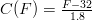 C(F)=\frac{F-32}{1.8}