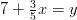 7+\frac{3}{5} x=y