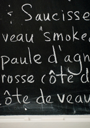 A blackboard with menu options