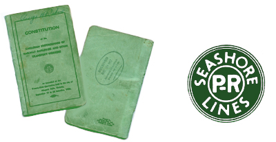 Old train tickets and a Seashore Lines logo