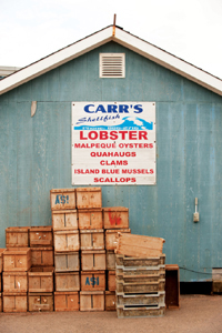 A box of crates outside Carr’s Oyster Store