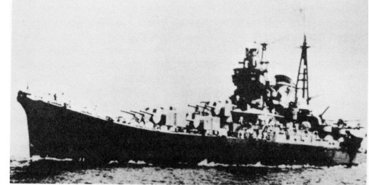 The Suzuya, third ship of the Mogami class of light cruisers