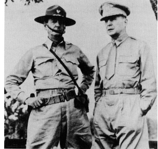 In the autumn of 1941, Lieutenant General Douglas MacArthur, American commander in the Philippines, with his senior commander, Major General Jonathan M. Wainwright