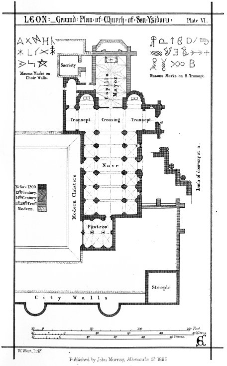 LEON:—Ground: Plan: of: Church: of: San: Ysidoro: Plate VI. Published by John Murray, Albemarle St. 1865.