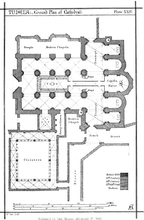 TUDELA: Ground Plan of Cathedral: Plate XXIV. W. West, Lithr. Published by John Murray, Albemarle St. 1865.