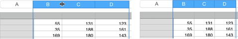 **Figure 230:** Adjust the width of multiple columns by selecting them first and dragging a divider.