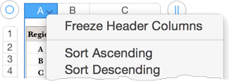 **Figure 77:** The Column menu’s sort commands.