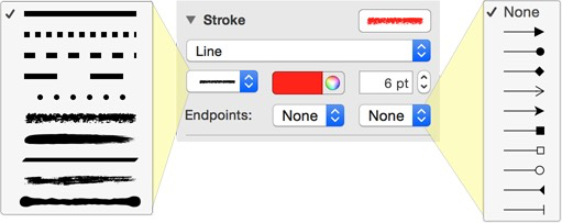 **Figure 159:** Use the options in the Stroke section of the Style pane to design your arrow.