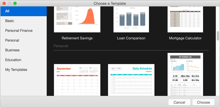 **Figure 4:** The Template Chooser.