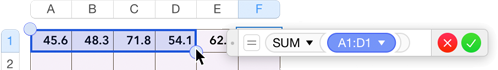 **Figure 99:** With the token selected, you can change a cell-range reference by dragging a selection handle.