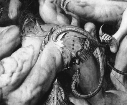 b Frans Floris, The Fall of the Rebel Angels (Figure 67), detail: butterfly