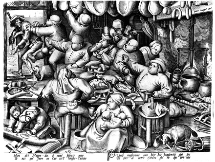 74 Bruegel the Elder, Fat Kitchen, 1563, engraving. Bibliothèque nationale de France, Paris