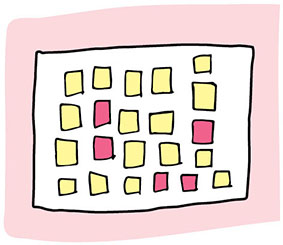 Image shows exciting that contains twenty two small boxes within one rectangle outline. Out of twenty two, five boxes are highlighted.